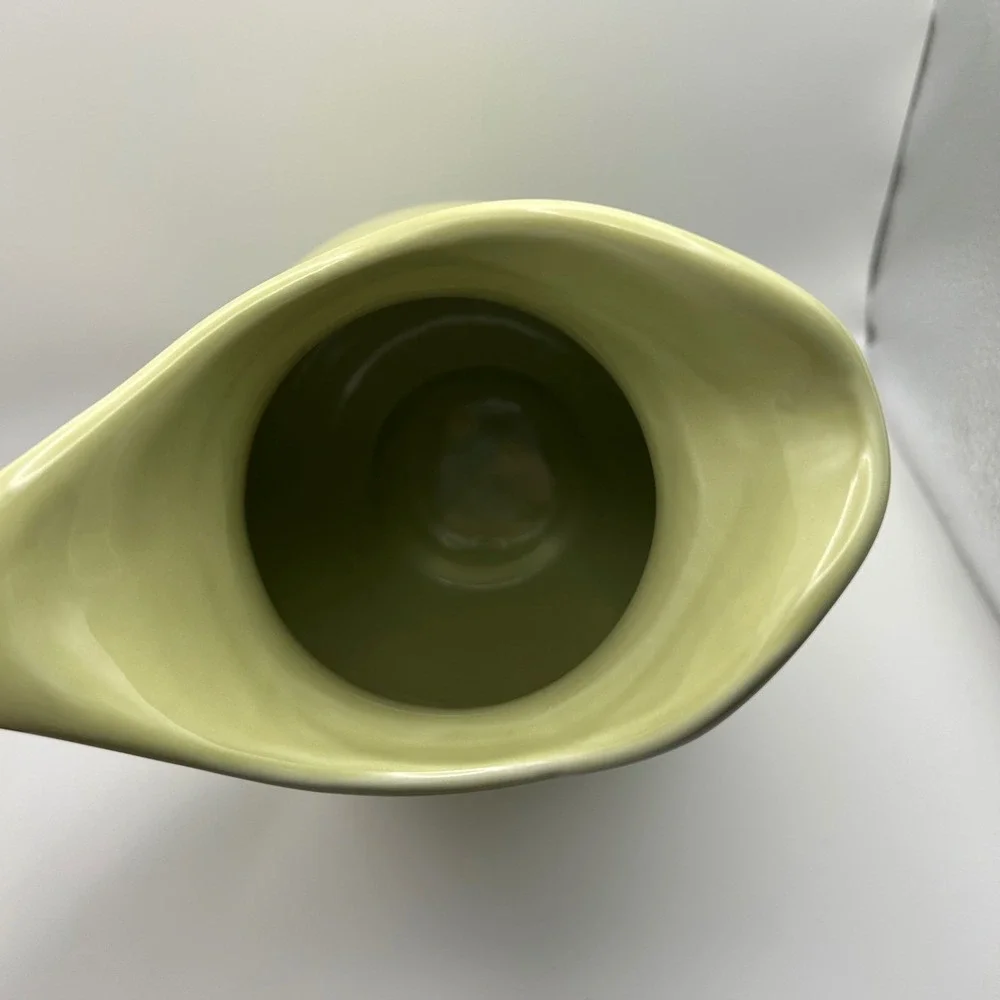 Country Gate by Enesco Green Ceramic Pitcher Flower‎ Leaf Square Embossed